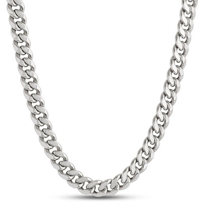 24-Inch Toscano Cuban Link Chain, 14K White Gold