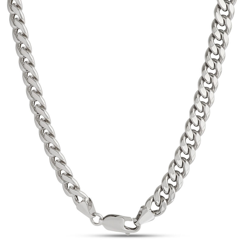 24-Inch Toscano Cuban Link Chain, 14K White Gold image number 1