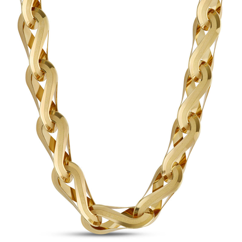 Toscano 18-Inch Infinity Silk and Polished Link Necklace, 14K Yellow Gold image number 0
