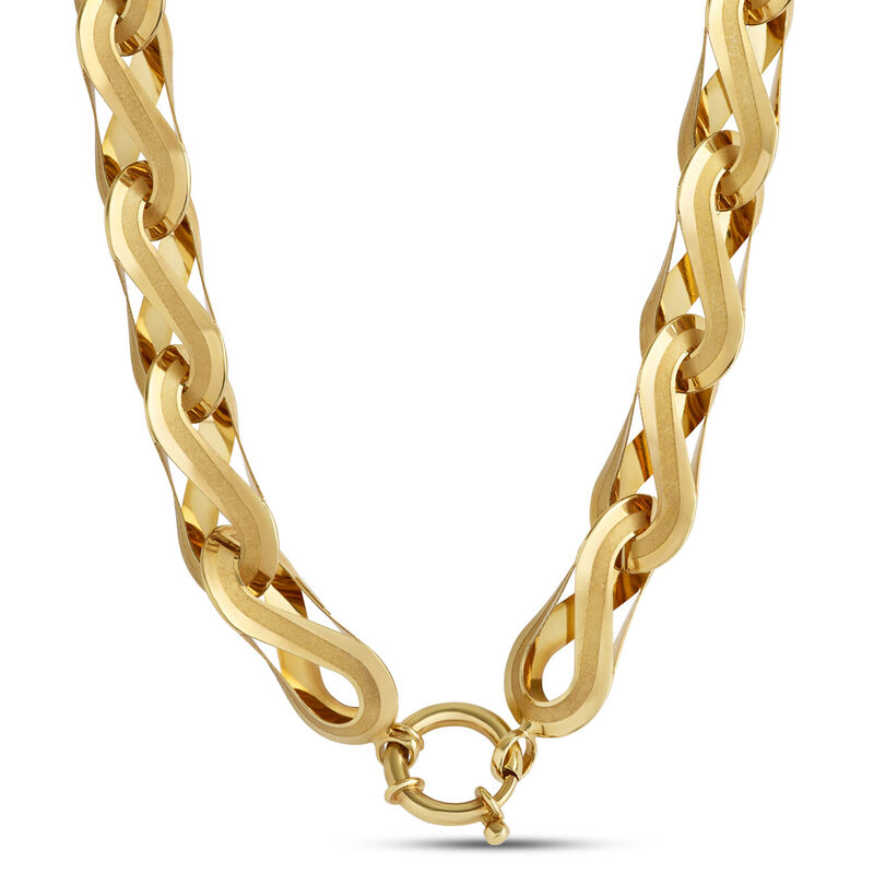 Toscano 18-Inch Infinity Silk and Polished Link Necklace, 14K Yellow Gold image number 1