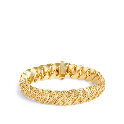 Toscano 7.5-Inch Reversible Lacework Bracelet, 14K Yellow Gold