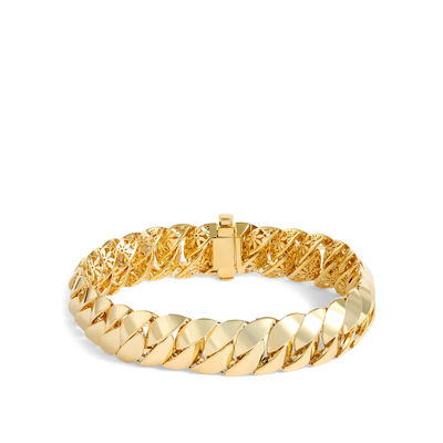 Toscano 7.5-Inch Reversible Lacework Bracelet, 14K Yellow Gold