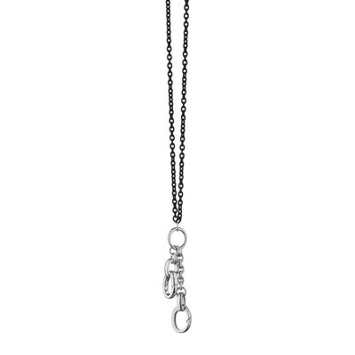 Monica Rich Kosann 18" Design Your Own 2 Charm Necklace with Black Steel Chain, Sterling Silver