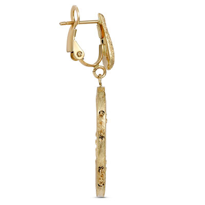 Toscano Oval Dangle Earrings, Chainlink Center, 14K Yellow Gold