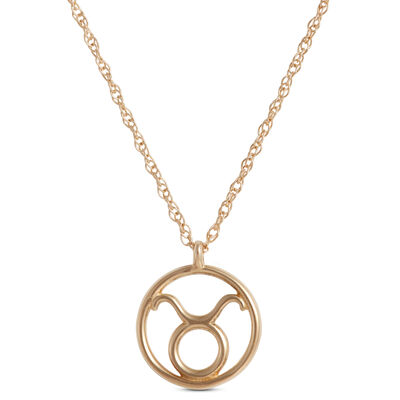 Taurus Zodiac Sign Pendant Necklace, 14K Yellow Gold