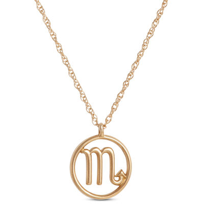 Scorpio Zodiac Sign Pendant Necklace, 14K Yellow Gold
