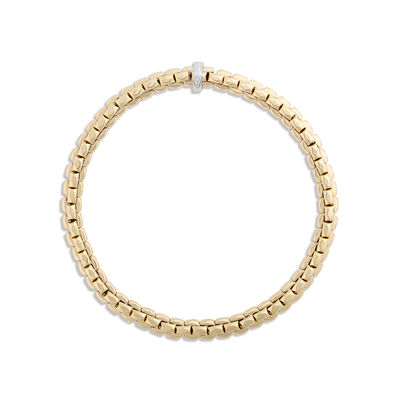 Toscano 8-Inch Stretechy Faceted Link Bracelet,14K Yellow Gold