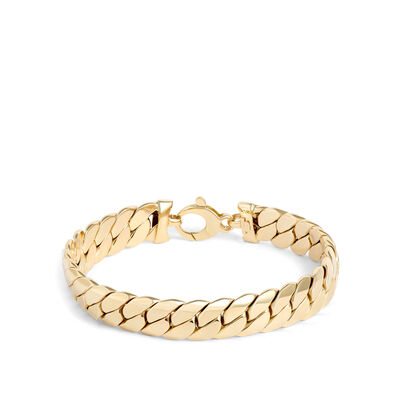 Toscano 8-Inch Domed Curb Link Bracelet, 14K Yellow Gold