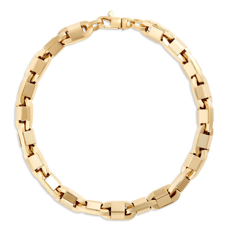 Toscano 8.5-Inch Squared Barrel Link Bracelet, 14K Yellow Gold image number 0