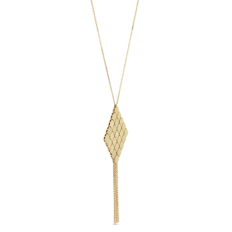 Toscano Large Flexy Checkerboard Necklace with Tassels, 14K Yellow Gold image number 2