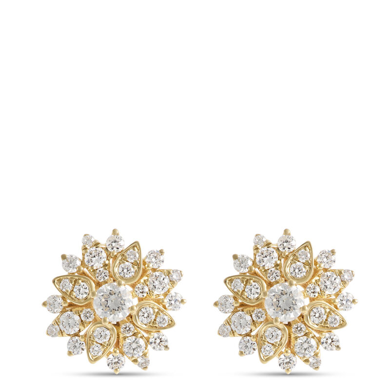 Floral Diamond Studs, 14K Yellow Gold image number 0