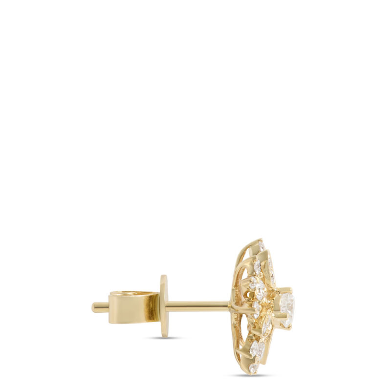 Floral Diamond Studs, 14K Yellow Gold image number 1