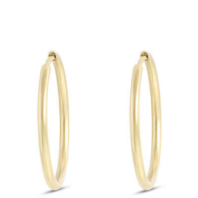 25MM Hinged Hoop Earrings, 14K Yellow Gold