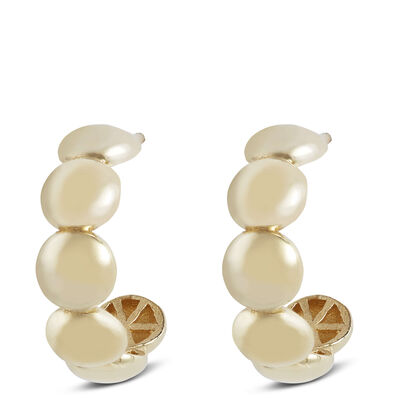 Toscano Beaded Hoop Earrings, 14K Yellow Gold