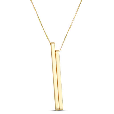 Toscano Double Bar Gold Necklace, 14K Yellow Gold