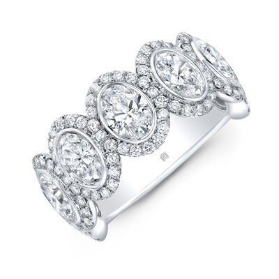 Rahaminov Oval Diamond Anniversary Band in 18K White Gold