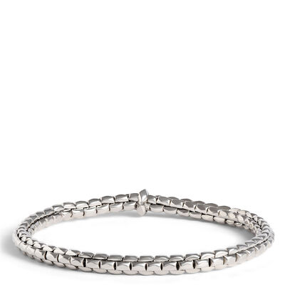Toscano 8-Inch Stretchy Faceted Link Bracelet, 14K White Gold