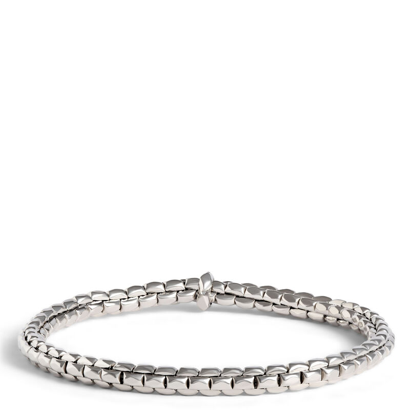 Toscano 8-Inch Stretchy Faceted Link Bracelet, 14K White Gold image number 0