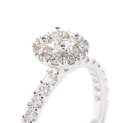 Round Diamond Bridal Set, 14K White Gold