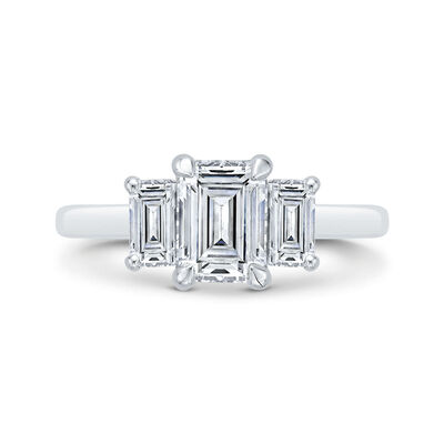 Bella Ponte 3-Stone Emerald Cut Diamond Engagement Ring in Platinum