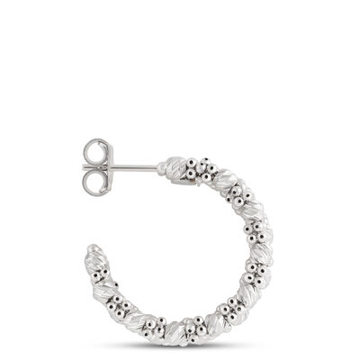 Toscano Two-Row Beaded Hoop Earrings, 14K White Gold