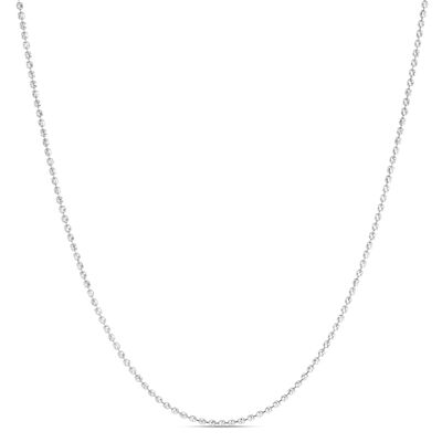 18-Inch Mooncut Bead Necklace, 14K White Gold