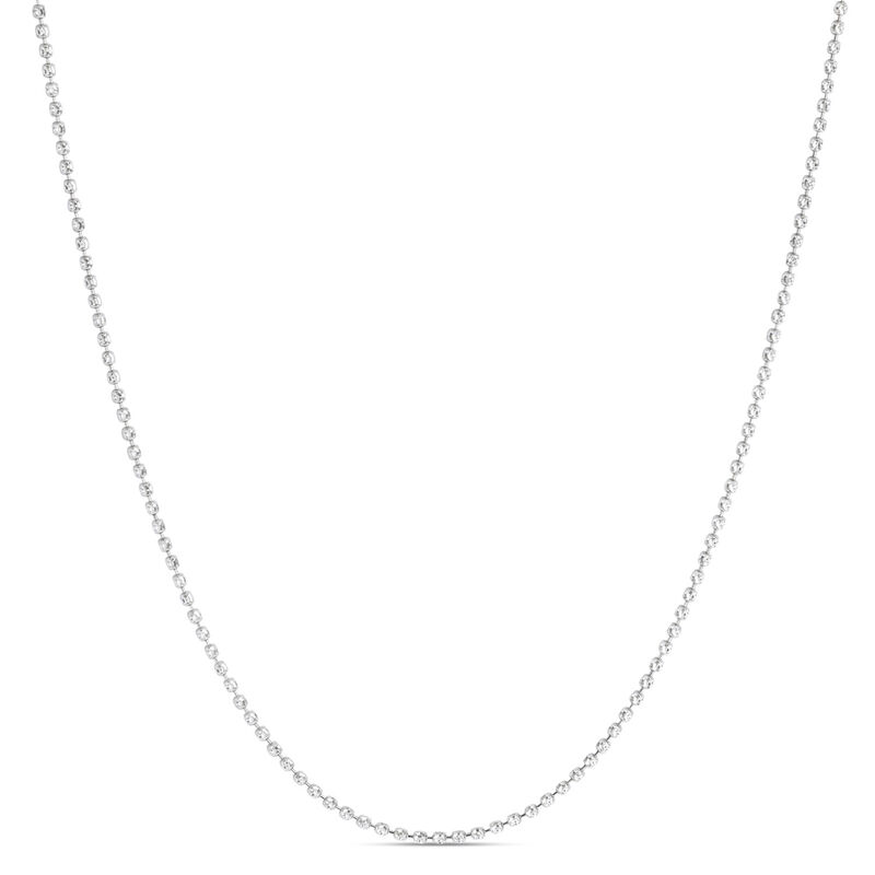 18-Inch Mooncut Bead Necklace, 14K White Gold image number 0