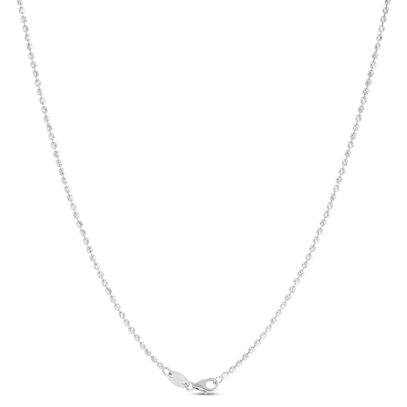 18-Inch Mooncut Bead Necklace, 14K White Gold image number 1