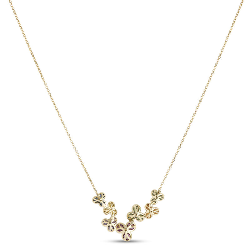 Rainbow Sapphire Floral Necklace, 14k Yellow Gold image number 1