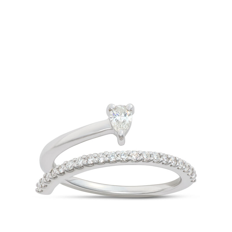 Diamond Overlap Ring, 14K White Gold image number 0