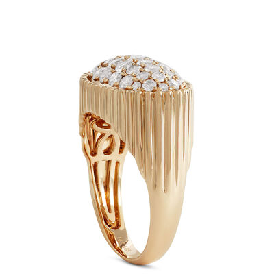Oval Shaped Pave Diamond Ring, 14K Yellow Gold