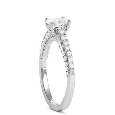 Oval Cut Diamond Engagement Ring, 18K White Gold