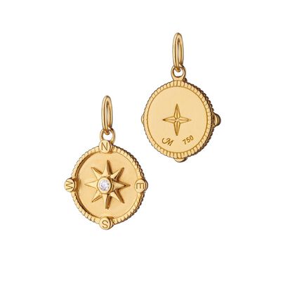 Monica Rich Kosann Mini "Adventure" Compass Charm 18K Yellow with Diamond