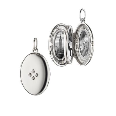 Monica Rich Kosann The Four Image "Midi" Locket Charm with Sapphires, Sterling Silver
