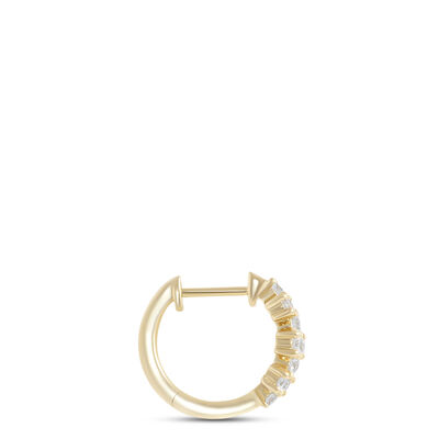 13MM Diamond Hoop Earrings, 14K Yellow Gold