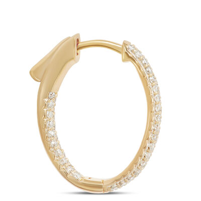 17MM Inside Out Diamond Hoops, 14K Yellow Gold