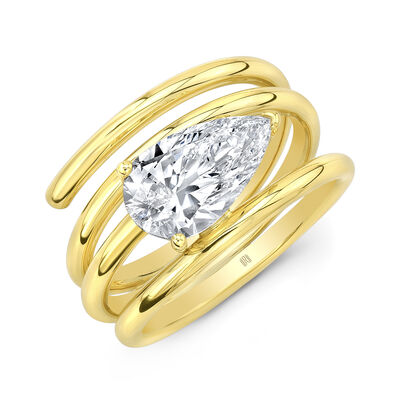 Rahaminov Pear Shaped Diamond Spiral Ring, 18K Yellow Gold
