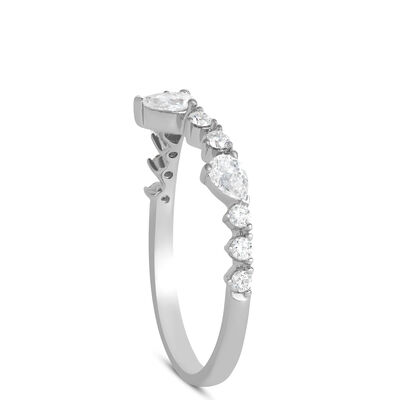 Oval and Round Diamond Anniversary Band, 14K White Gold