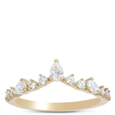 Oval and Round Diamond Anniversary Band, 14K Yellow Gold