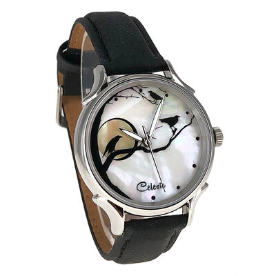 Celeste Three Ravens Mother of Pearl Dial Watch, 35mm