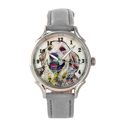 Celeste Golden Retriever Dog Breed Mother of Pearl Dial Watch, 35mm
