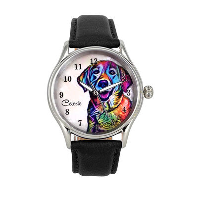 Celeste Labrador Retriever Dog Breed Mother of Pearl Dial Watch, 38mm