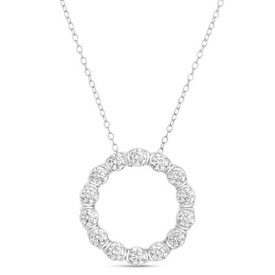Ben Bridge Signature Circle Pendant Diamond and Platinum Necklace