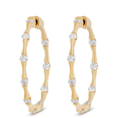 Ben Bridge Signature Diamond Inside-Out Hoops, 18K Yellow Gold