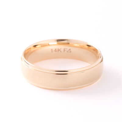 TRITON Domed Satin Step Edge Wedding Band, 14K Yellow Gold