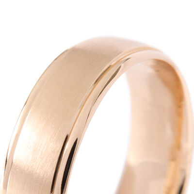 TRITON Domed Satin Step Edge Wedding Band, 14K Yellow Gold