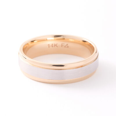 TRITON Two-Tone Gents Wedding Band, 14K Gold