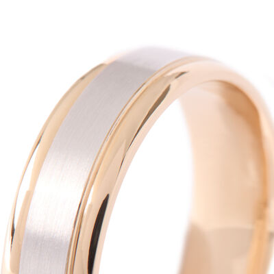 TRITON Two-Tone Gents Wedding Band, 14K Gold
