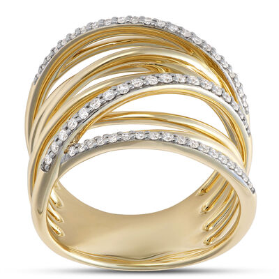 Multi-Band Diamond Ring, 14K Yellow Gold