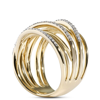 Multi-Band Diamond Ring, 14K Yellow Gold